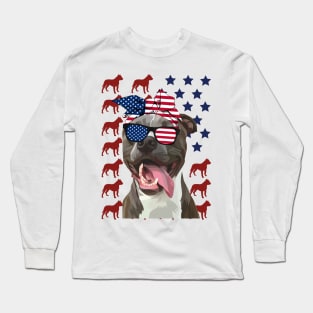 Pitbull American Flag Independence Day Gift Long Sleeve T-Shirt